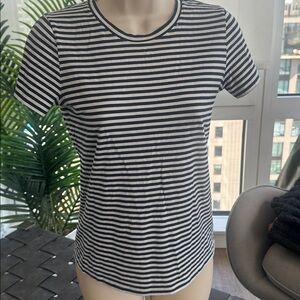 Theory Blue and White Striped T-Shirt